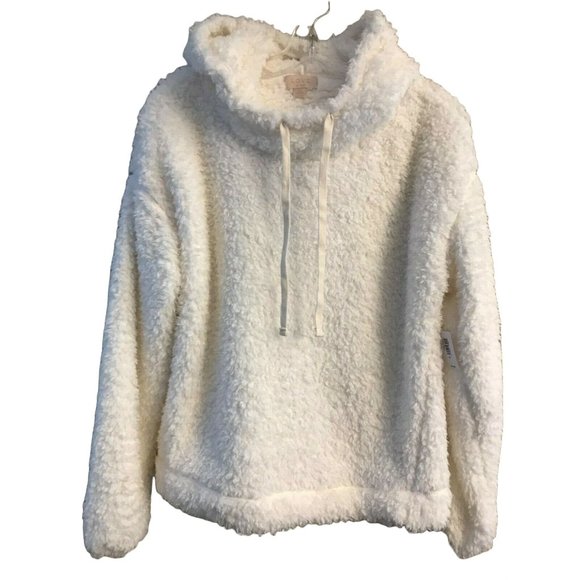 GAP Tops - NWT GAP Pullover Sherpa Hoodie  XSMALL Cream Stretchy #00034